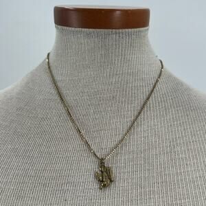 Gold plated driving sparrow necklace
